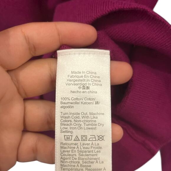 J. Crew Magenta Ruffle Button Sweater Size Medium NWOT - Picture 6 of 6